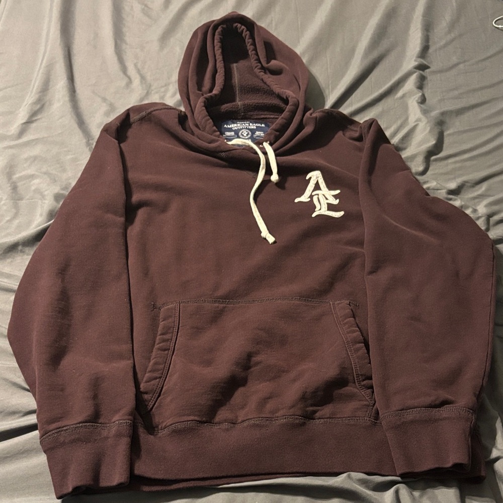 American Eagle Outfitters Men's Dark Brown Hoodie
